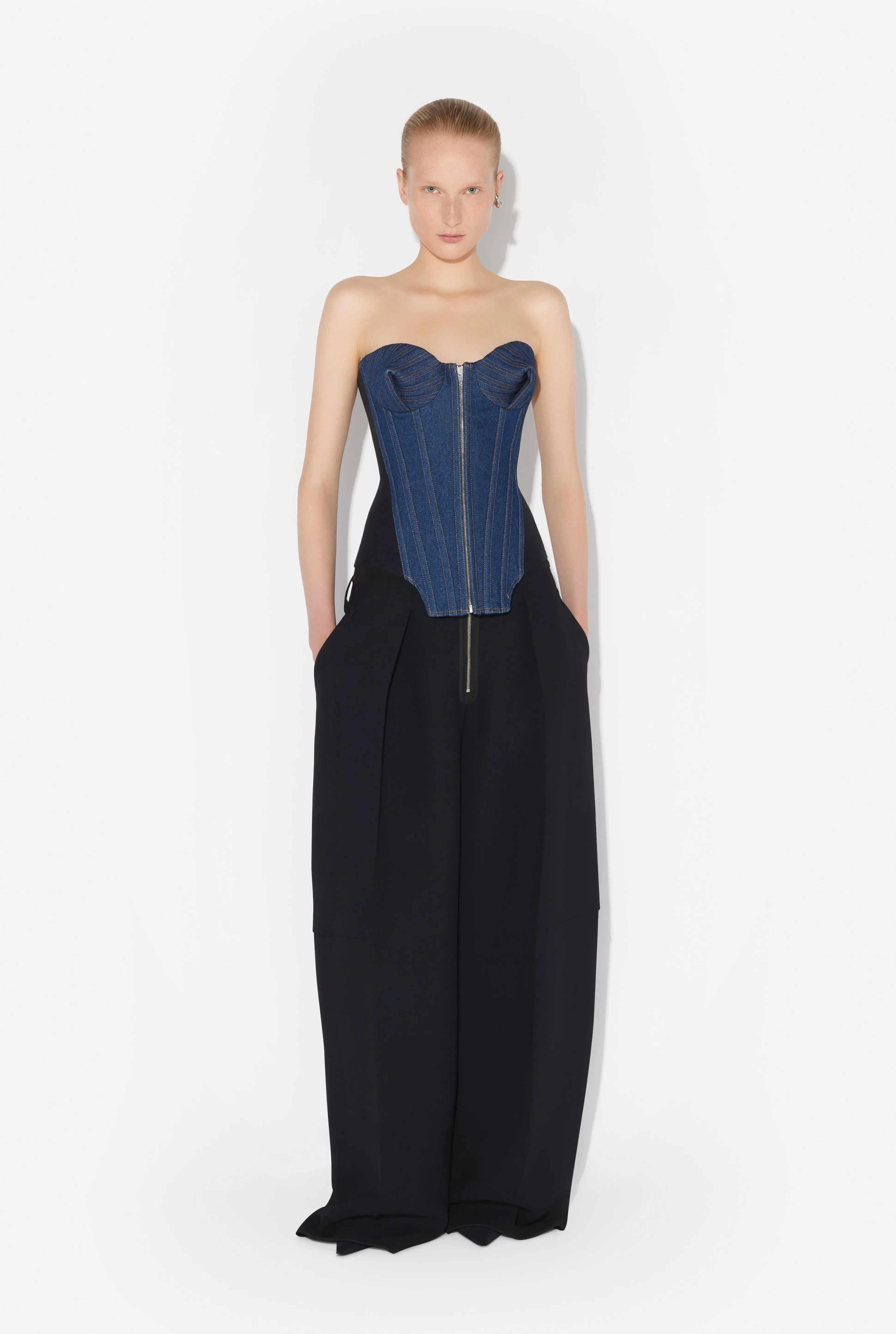 Jean Paul Gaultier The Bi-Material Denim Corset> Tops | Denim