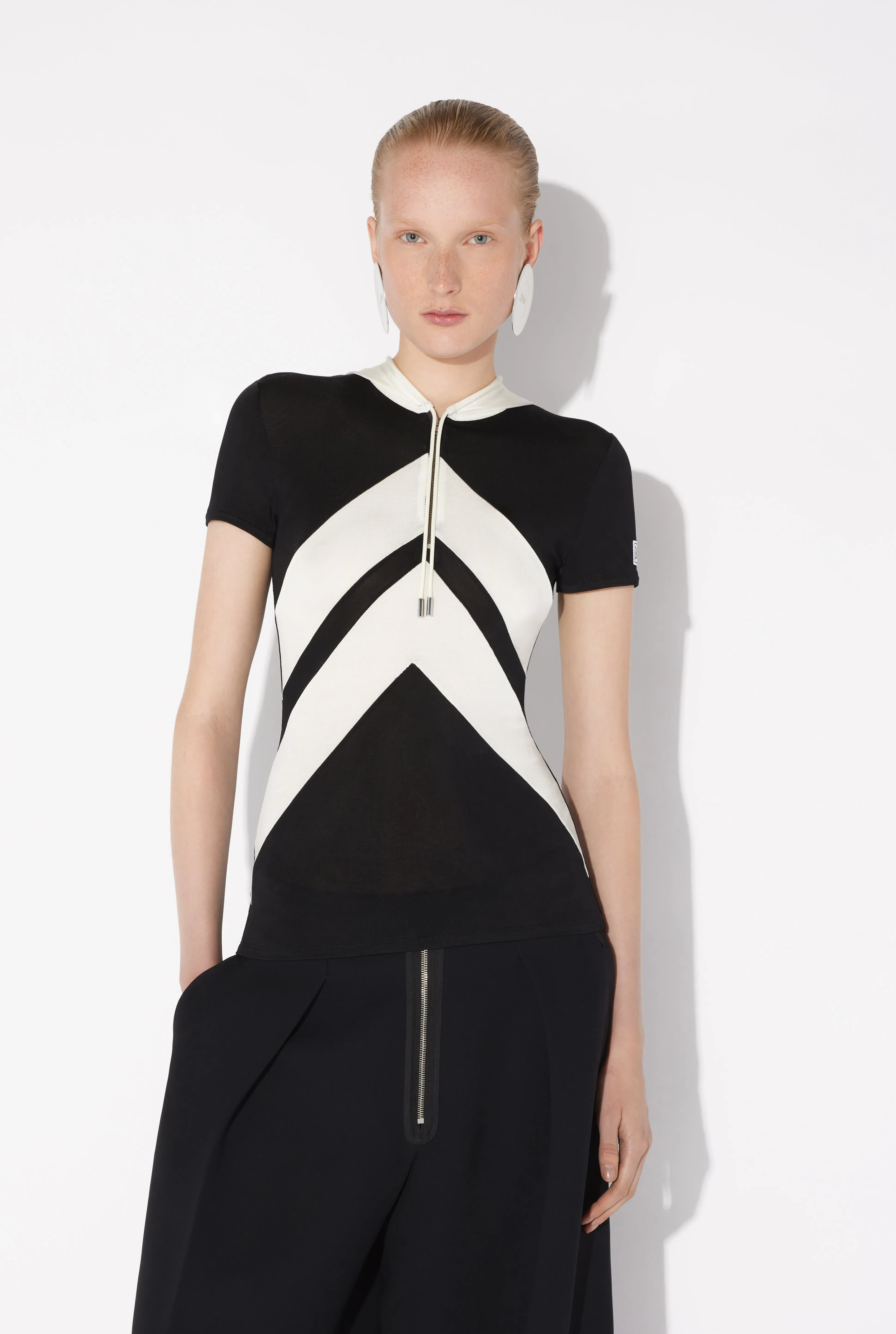 Jean Paul Gaultier The Black T-Shirt with Chevrons> Tops | Spring 25