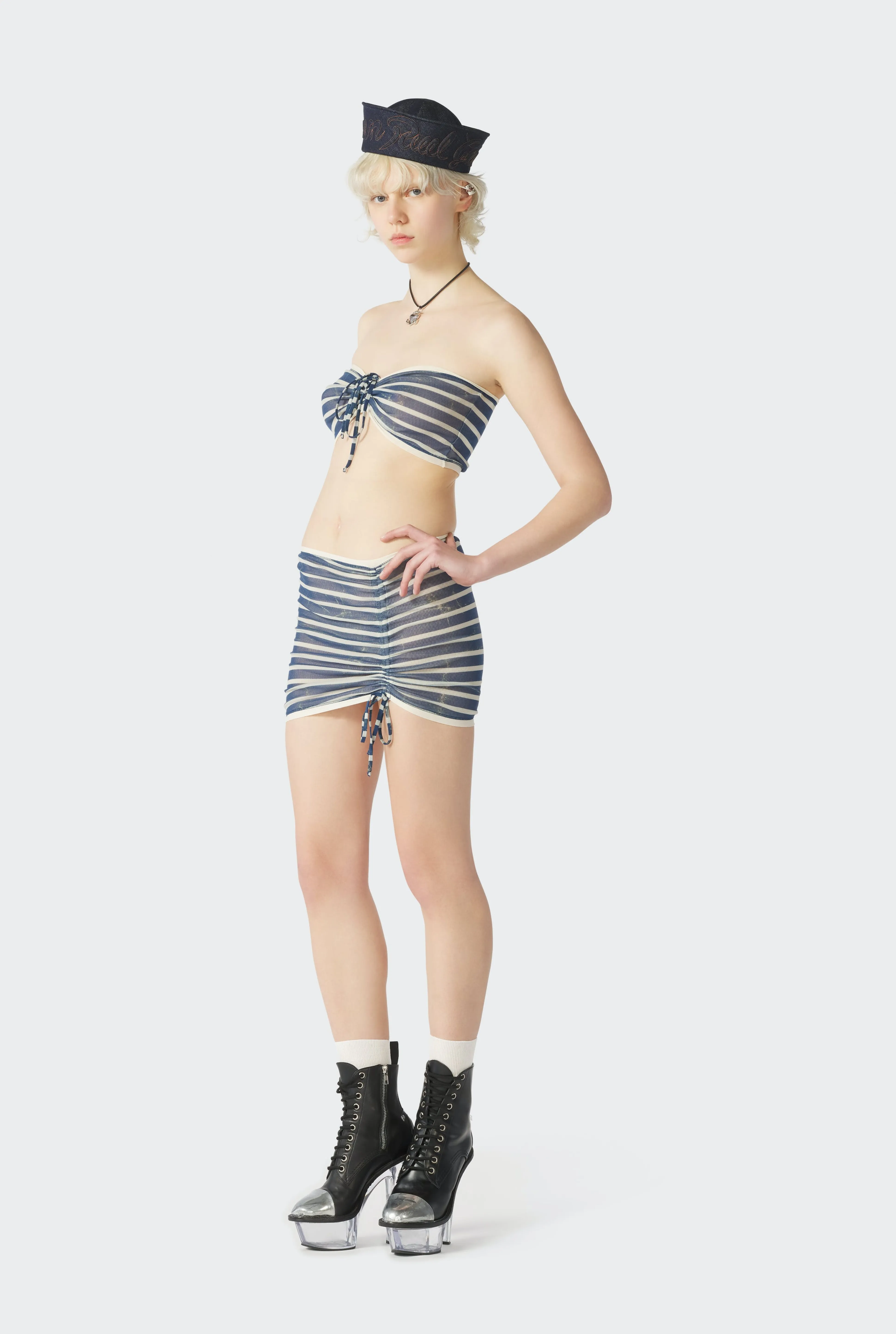 Jean Paul Gaultier The Blue “Crackling” Sailor Bandeau> Marinières