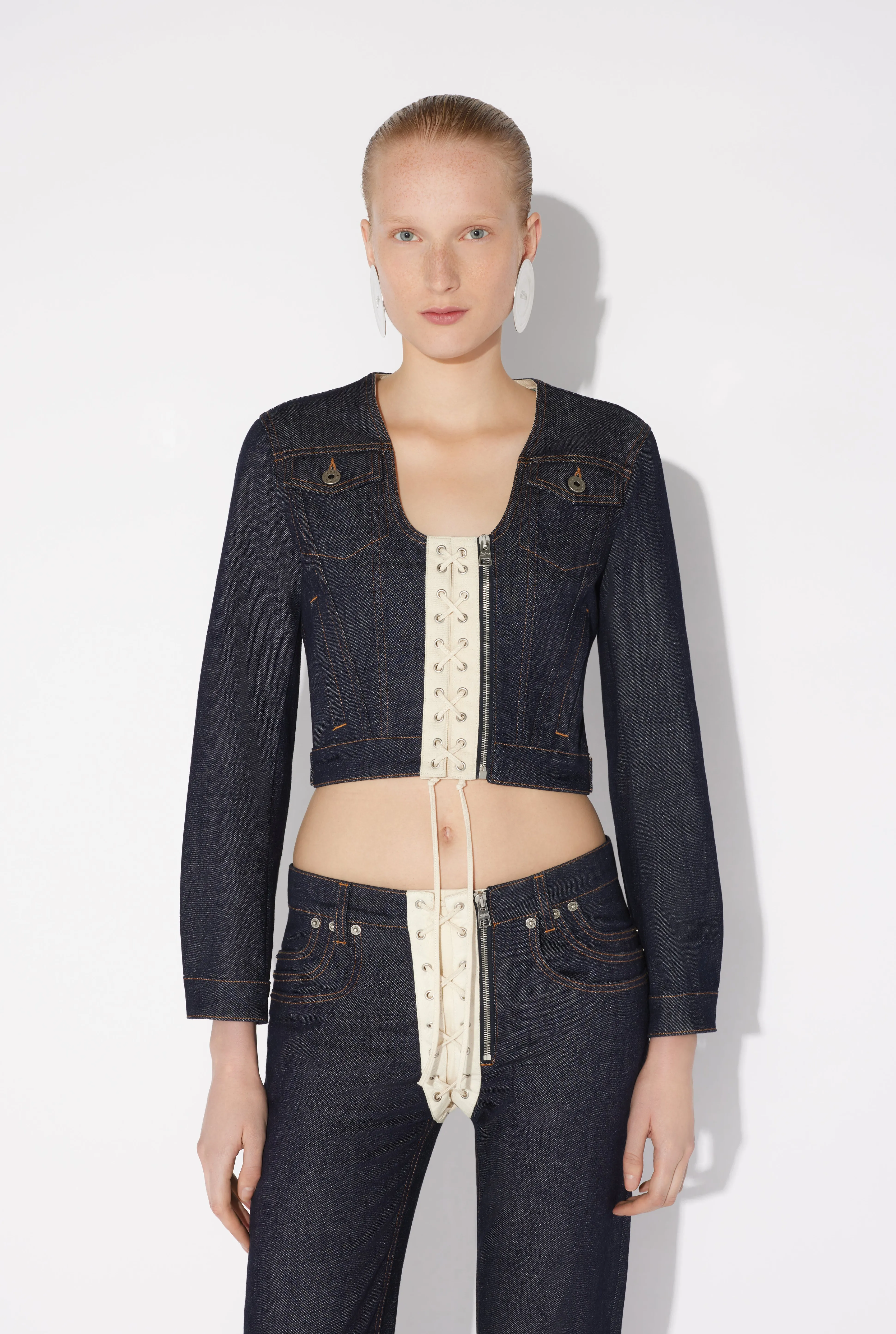 Jean Paul Gaultier The Contrasting Lace-Up Denim Jacket> Coats And Jackets | Denim