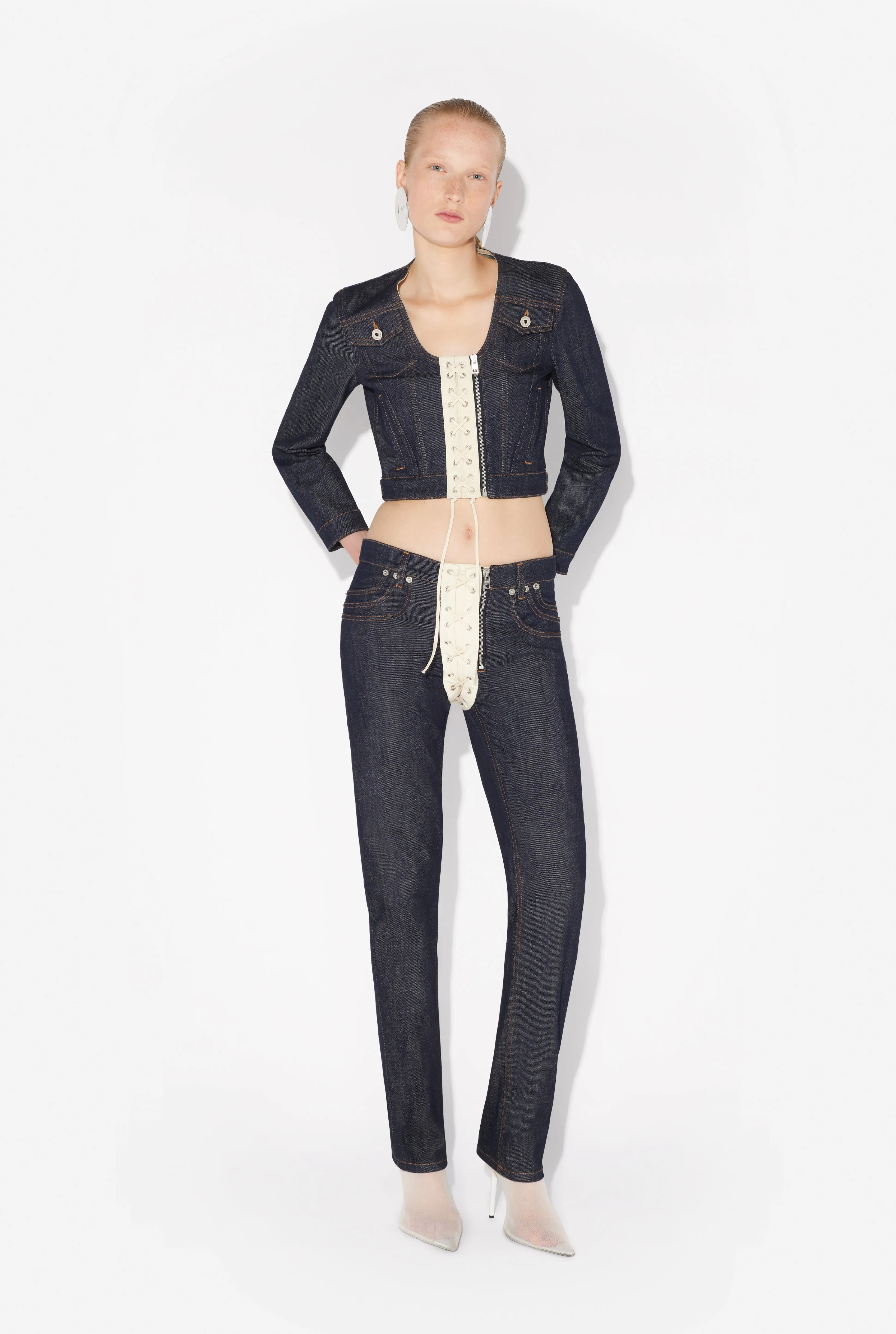 Jean Paul Gaultier The Contrasting Lace-Up Denim Jeans> Trousers | Denim