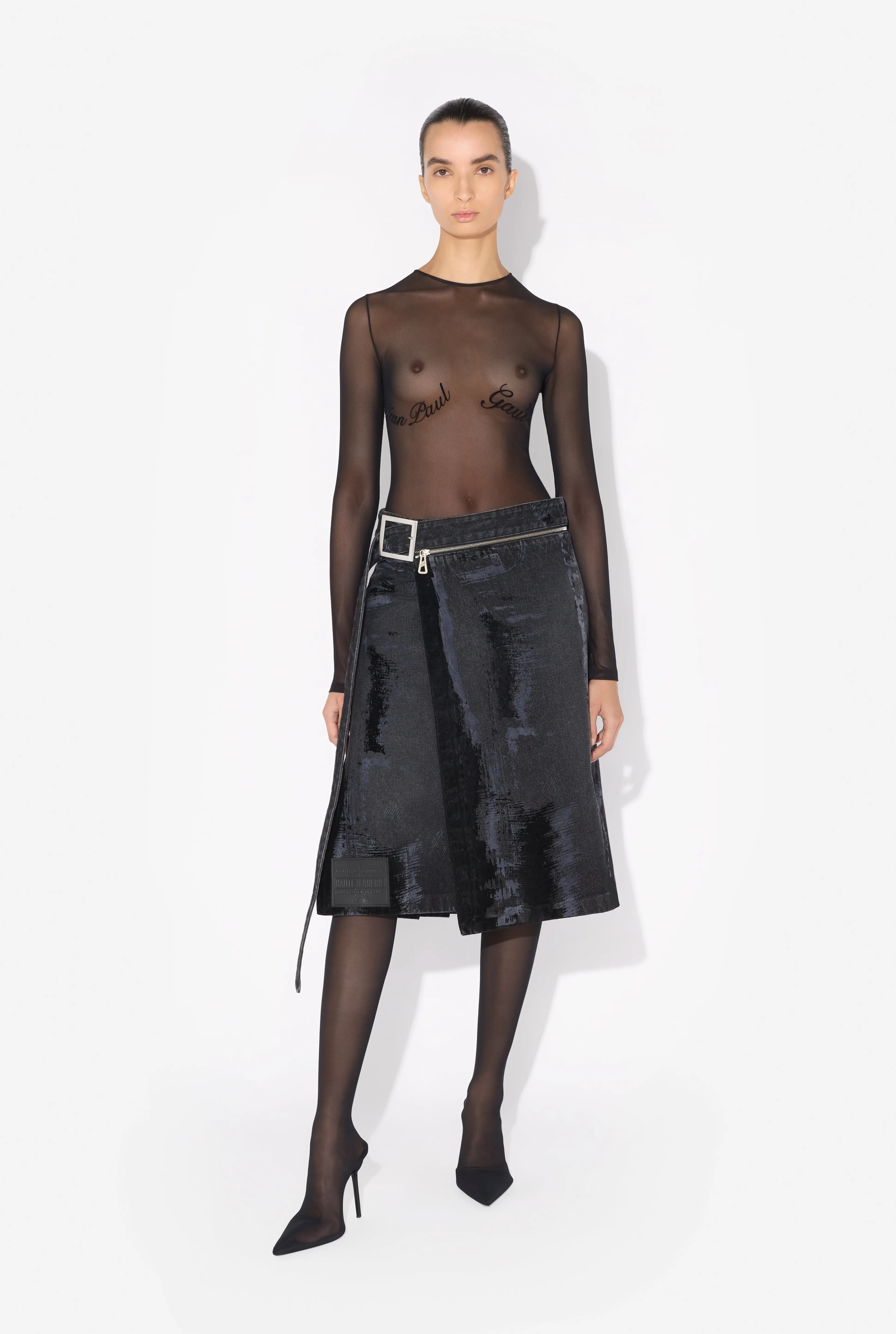 Jean Paul Gaultier The Flocked Denim Kilt> Dresses And Skirts | Denim