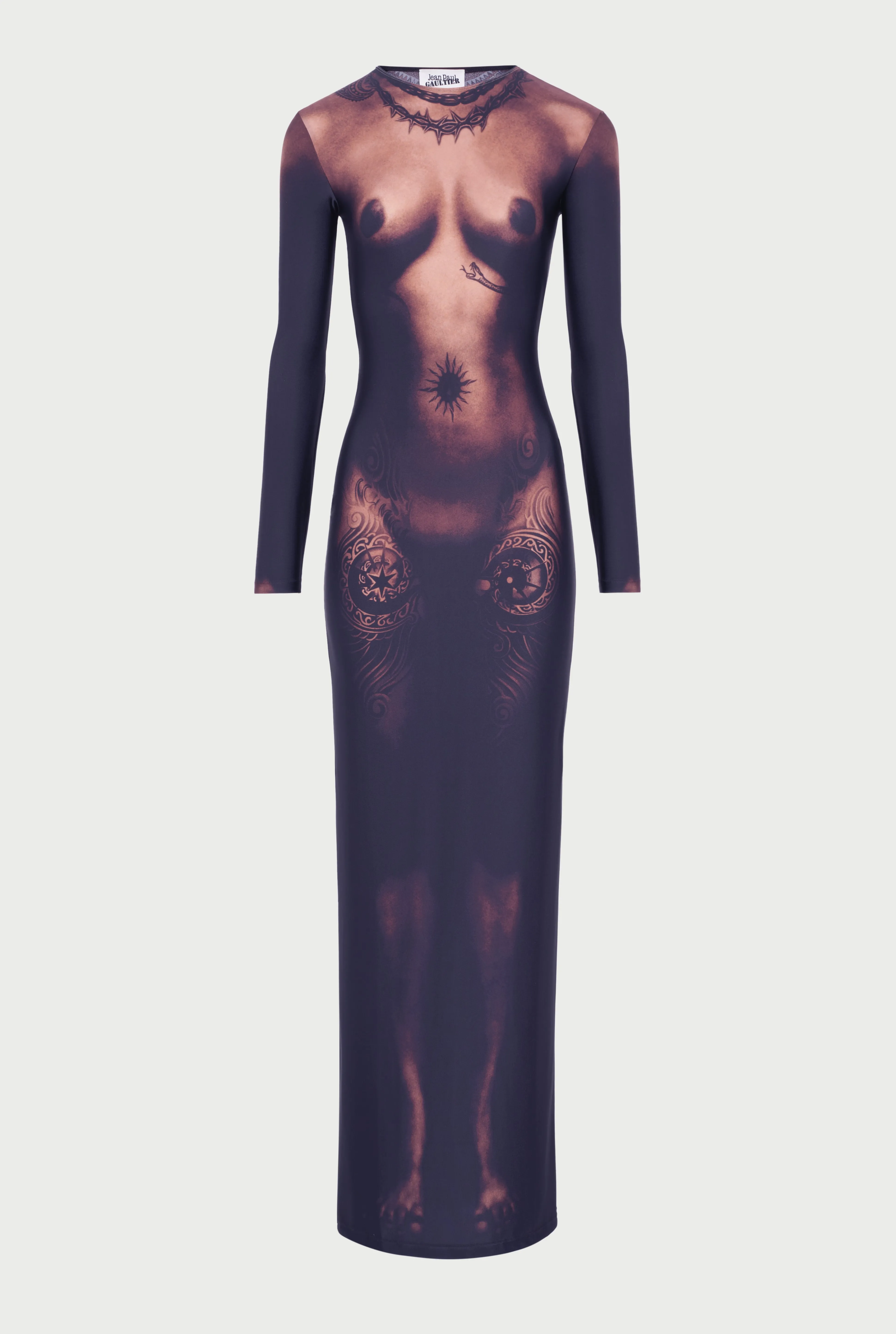 Jean Paul Gaultier The Long Ebony Body Tattoo Dress> Iconic Prints