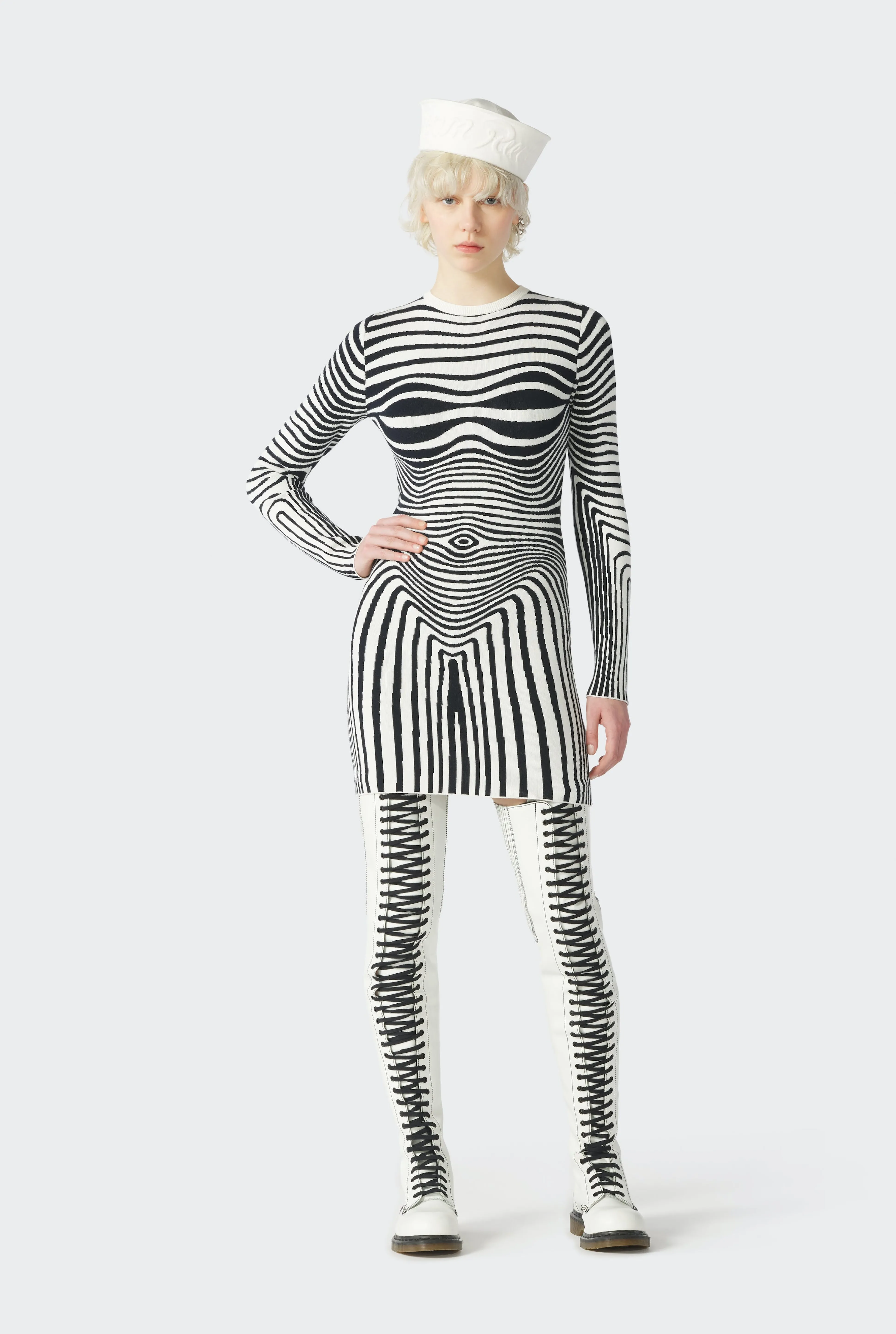 Jean Paul Gaultier The Navy Blue Body Morphing Knit Dress> Iconic Prints