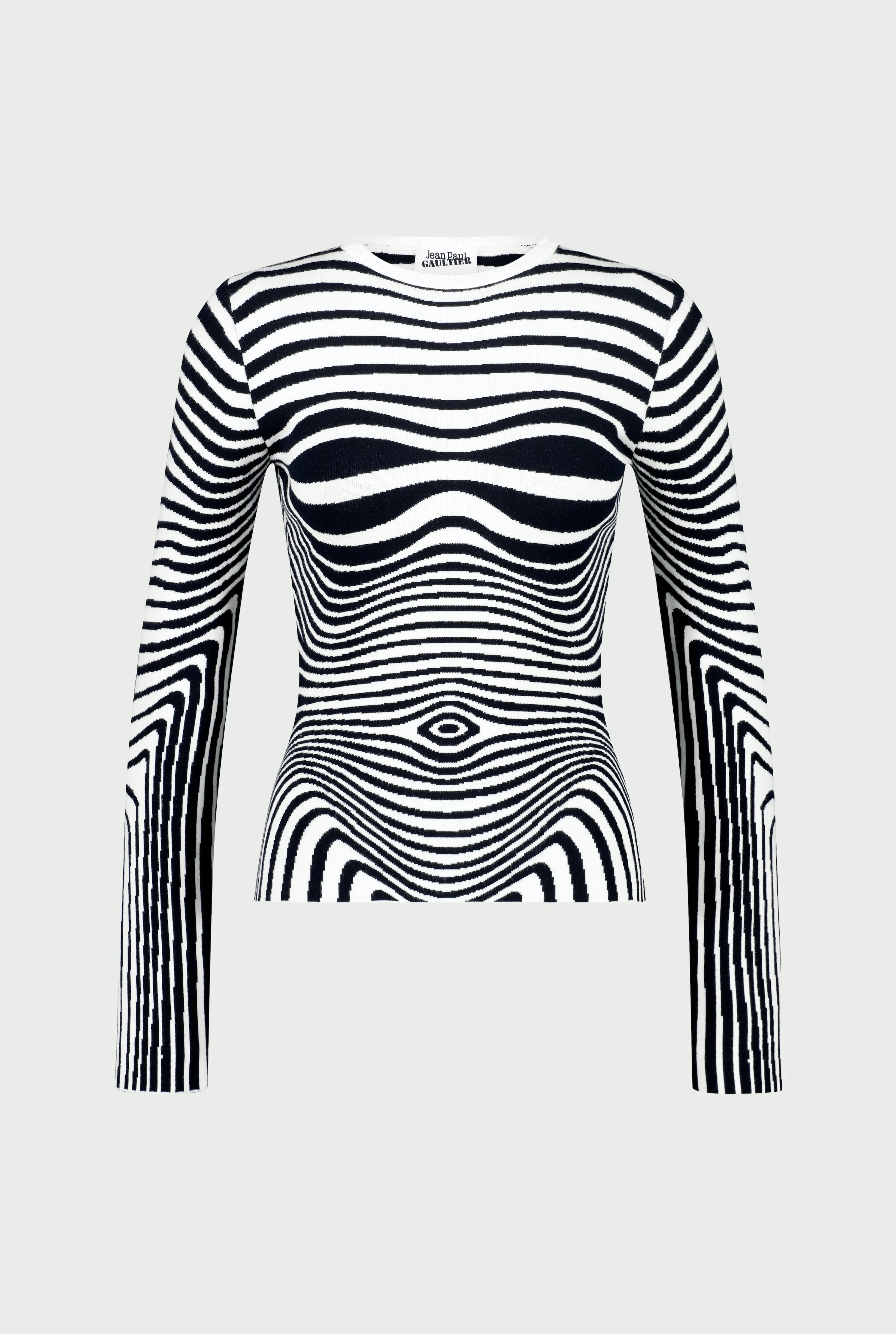 Jean Paul Gaultier The Navy Blue Body Morphing Knit Top> Iconic Prints