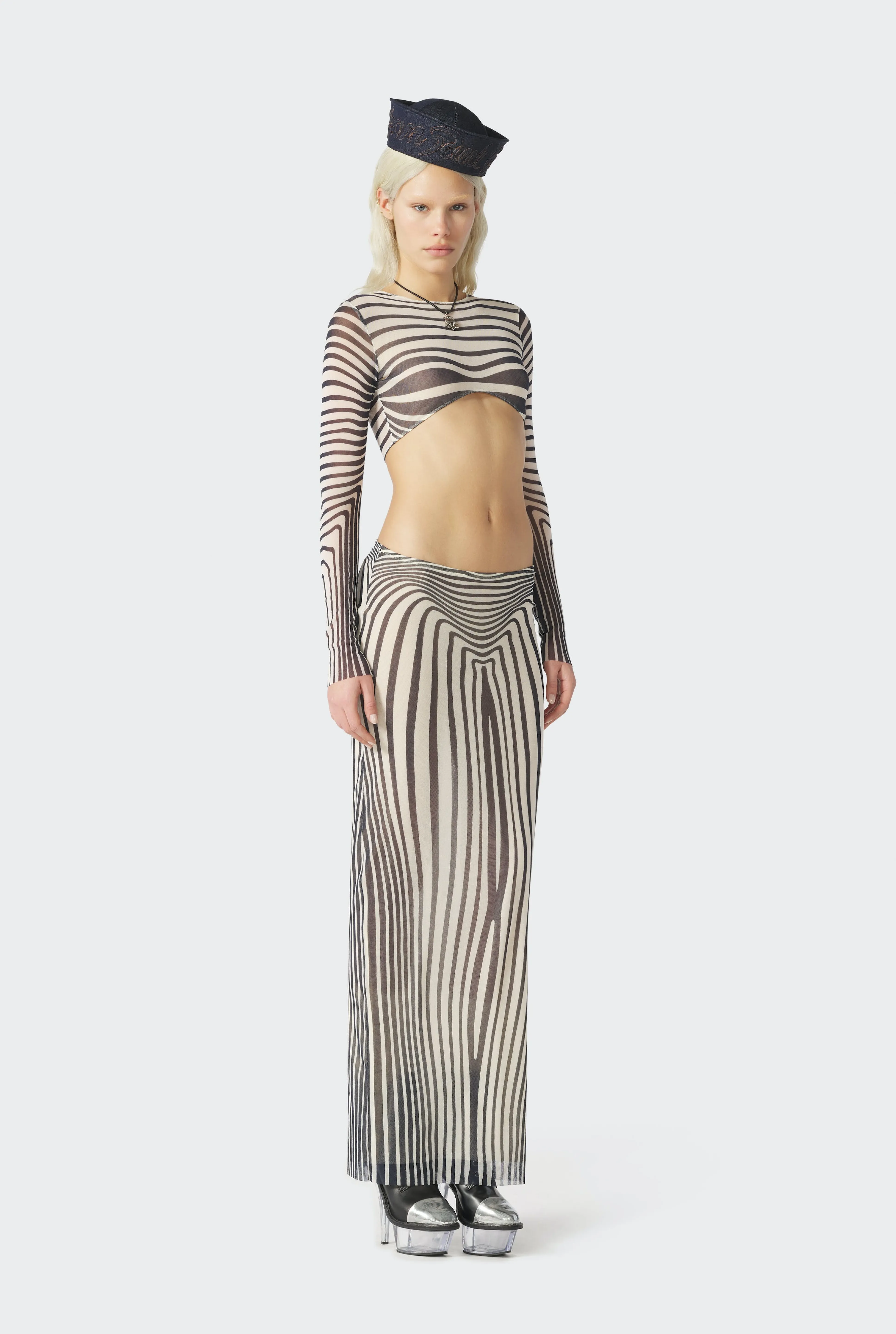 Jean Paul Gaultier The Navy Blue Body Morphing Skirt> Iconic Prints