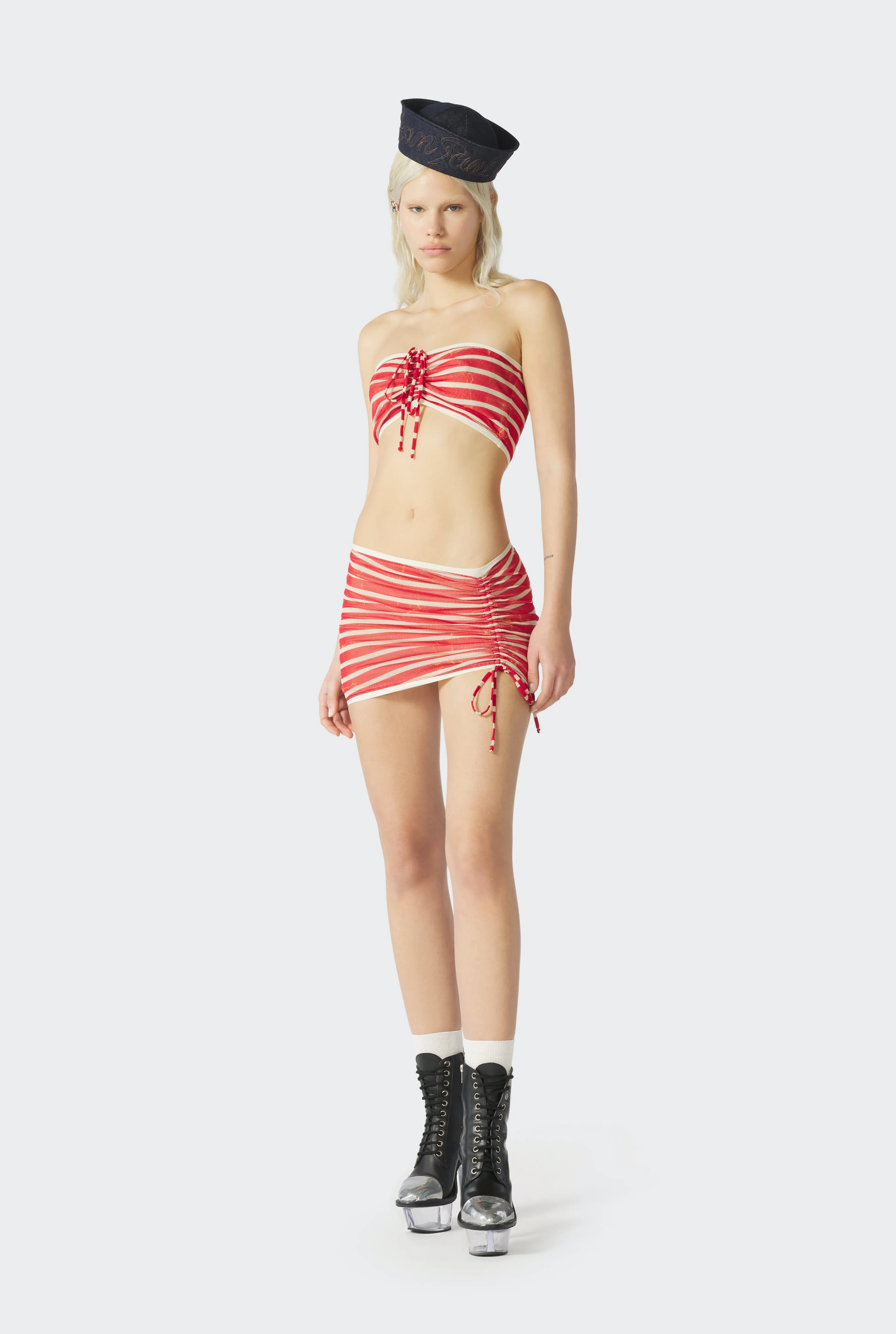 Jean Paul Gaultier The Red “Crackling” Sailor Bandeau> Marinières