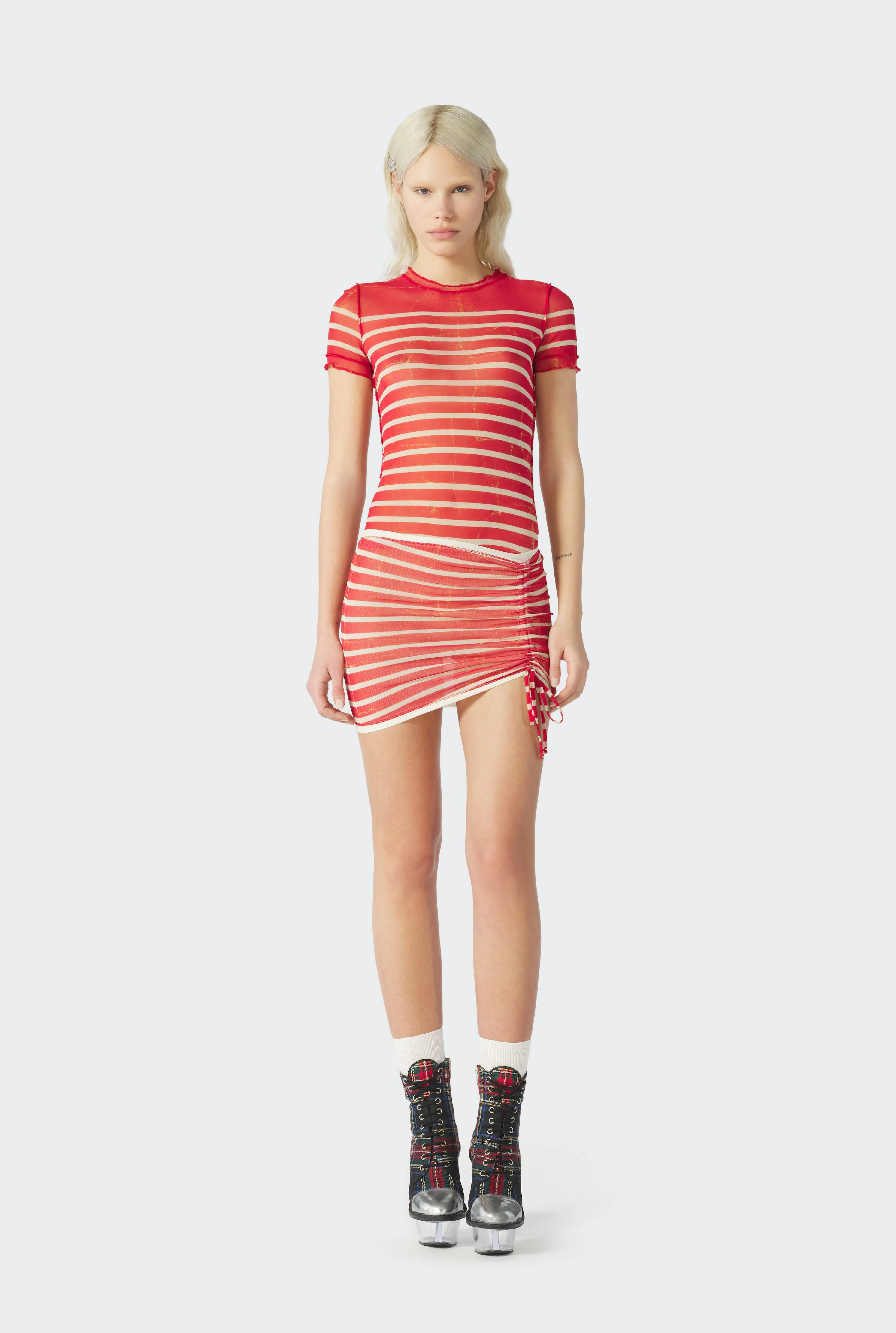 Jean Paul Gaultier The Red “Crackling” Sailor Mini Skirt> Marinières