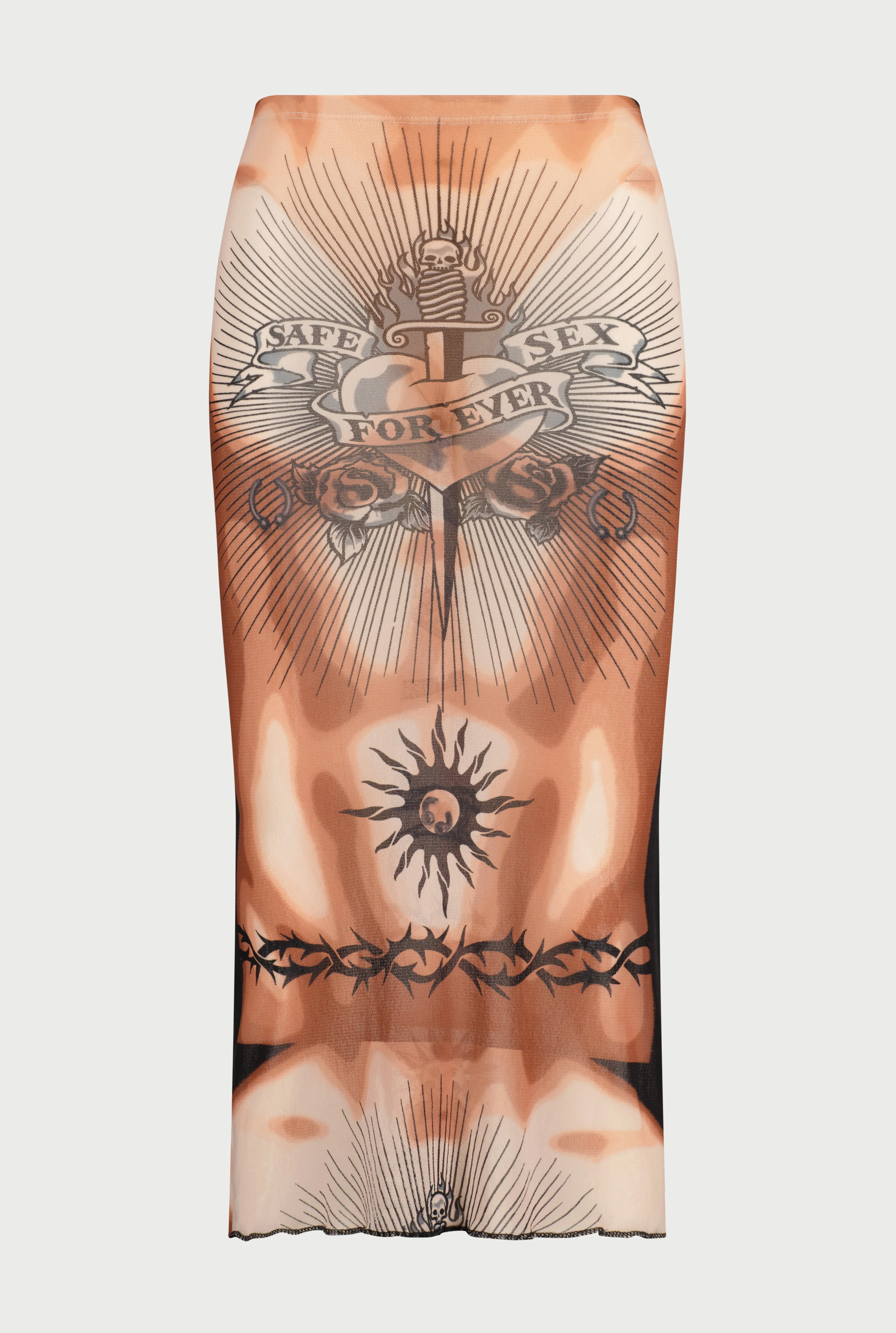 Jean Paul Gaultier The Safe Sex Tattoo Skirt> Iconic Prints